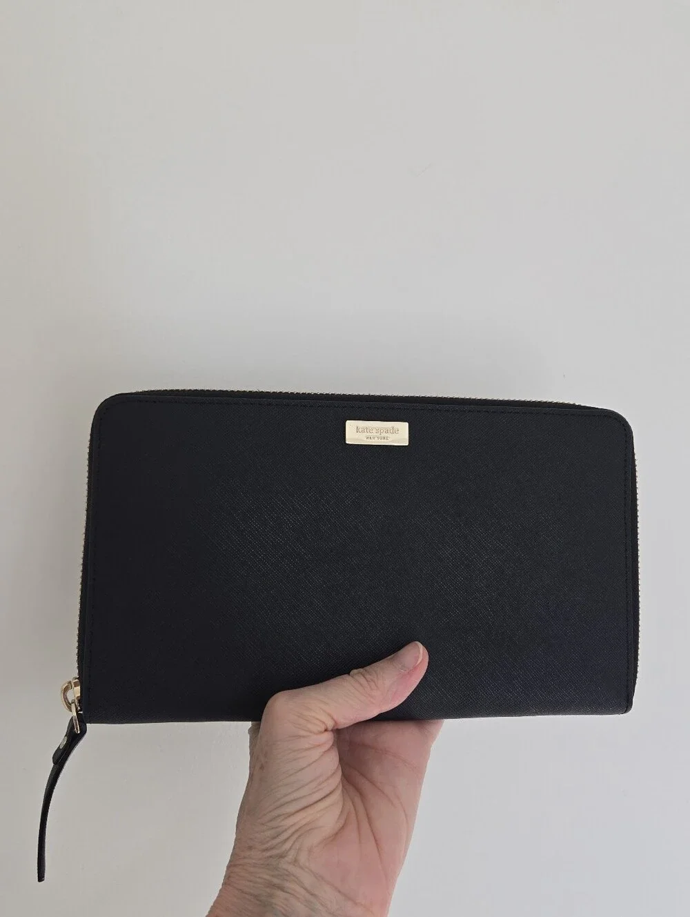 Kate Spade Talla Laurel Large Travel Wallet Clutch Zip Organazer Black Leather